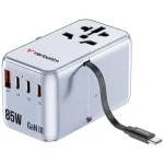 ⁦محول السفر العالمي VERBATIM Charge 'n' Travel بقدرة 85 واط مع كابل شحن قابل للسحب (CNT-02) - 30176⁩ - الصورة ⁦3⁩