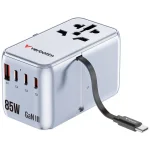 ⁦محول السفر العالمي VERBATIM Charge 'n' Travel بقدرة 85 واط مع كابل شحن قابل للسحب (CNT-02) - 30176⁩ - الصورة ⁦7⁩