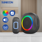 ⁦مجموعة ساعة باب لاسلكية بإضاءة LED ملونة من Sunecon⁩ - الصورة ⁦6⁩