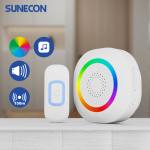 ⁦مجموعة ساعة باب لاسلكية بإضاءة LED ملونة من Sunecon⁩ - الصورة ⁦3⁩