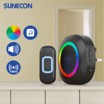 ⁦مجموعة ساعة باب لاسلكية بإضاءة LED ملونة من Sunecon⁩ - الصورة ⁦4⁩